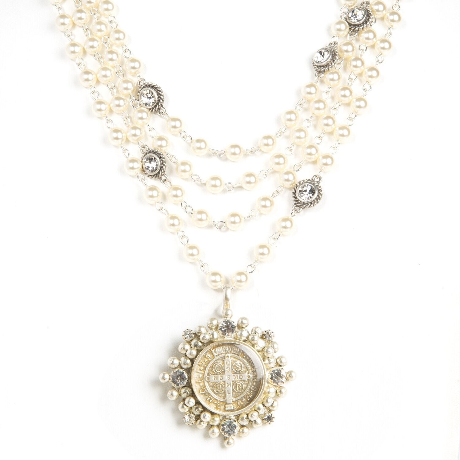 VSA Magdalena Necklace in 6mm Crystal Pearl (Silver)