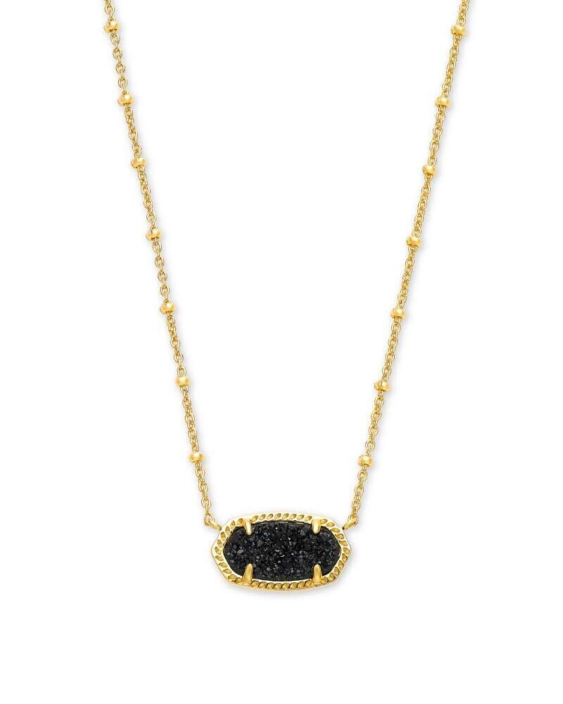 Kendra Scott Elisa Gold Satellite Pendant Necklace in Black Drusy