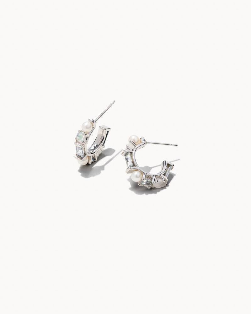 Kendra Scott Madelyn Huggie Earrings in Silver/White Mix