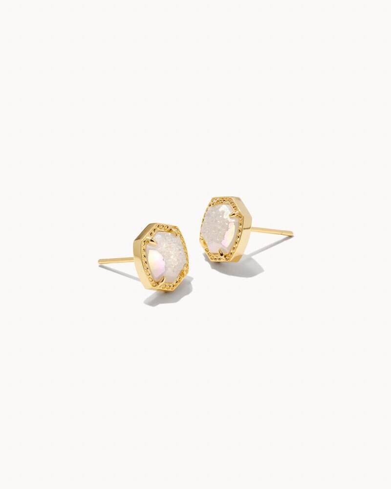 Kendra Scott Davie Stud Earrings in Gold/Iridescent Drusy