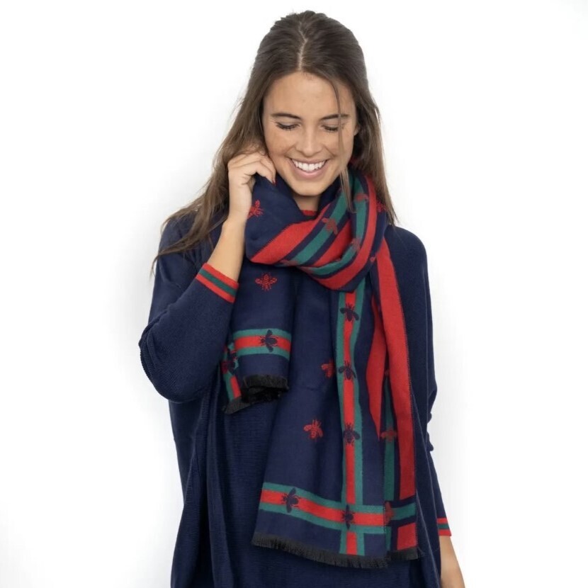 Bee Scarf in Navy
