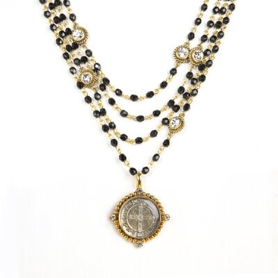 VSA San Benito Magdalena Necklace in Jet (Gold)