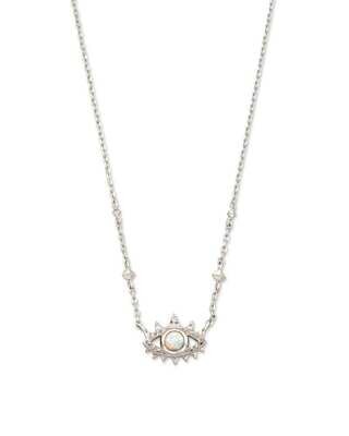 Kendra Scott Gemma Silver Pendant Necklace in White Kyocera Opal