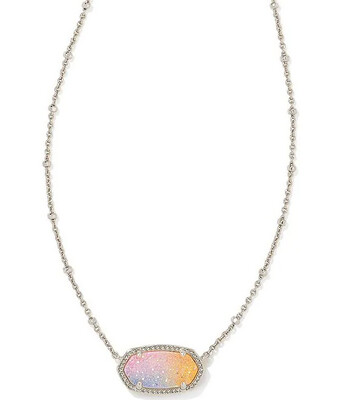 Kendra Scott Elisa Silver Satellite Pendant Necklace in Pink Watercolor Drusy
