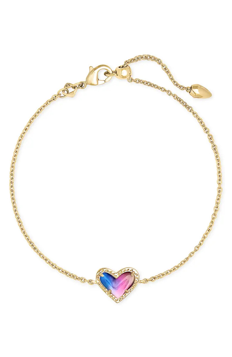 Kendra Scott Ari Heart Gold Chain Bracelet in Watercolor Illusion