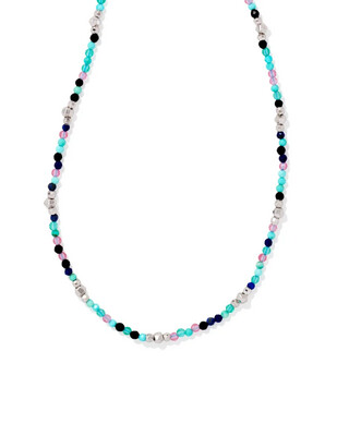 Kendra Scott Britt Silver Choker Necklace in Turquoise Mix