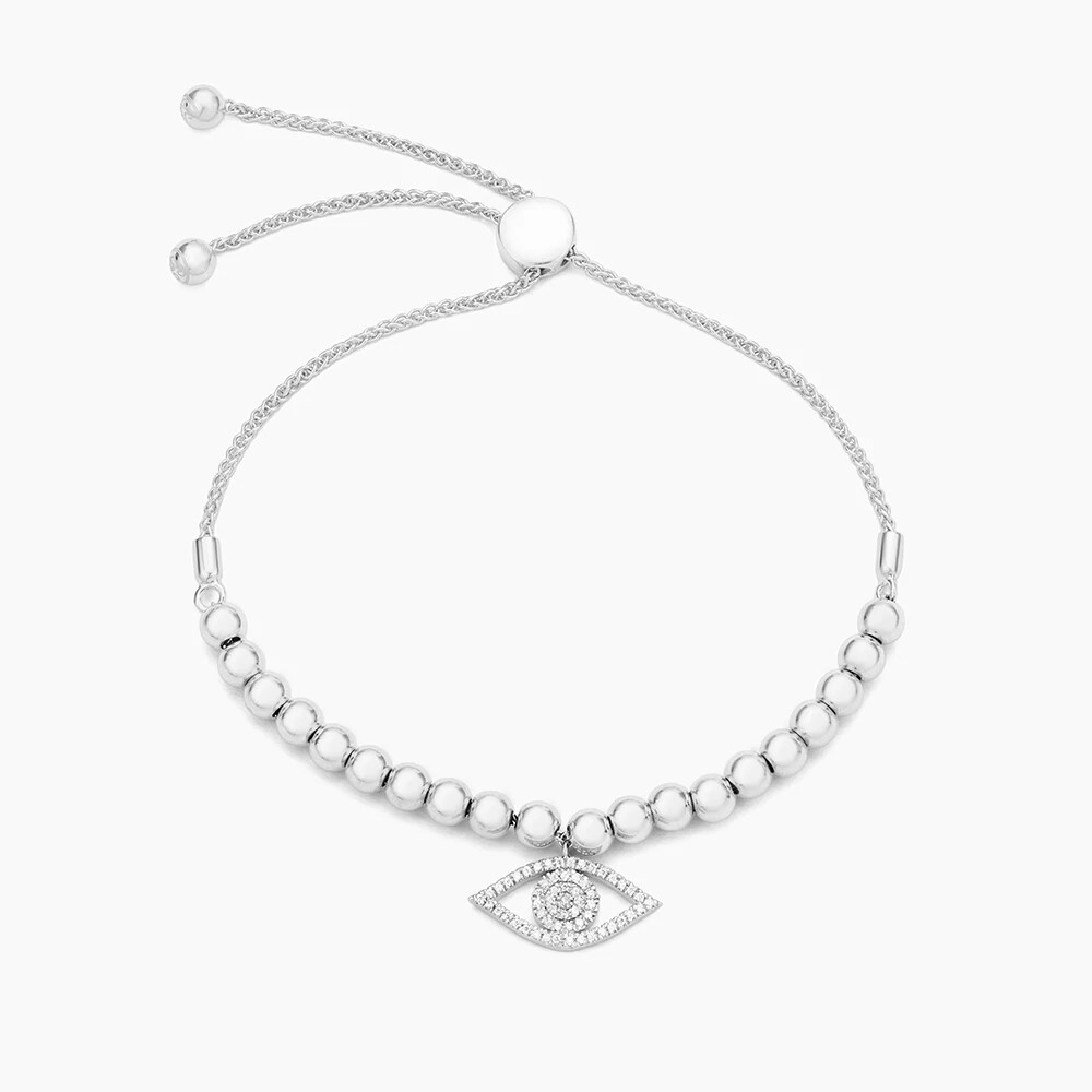 Ella Stein Evil Eye Beaded Bracelet (Silver)