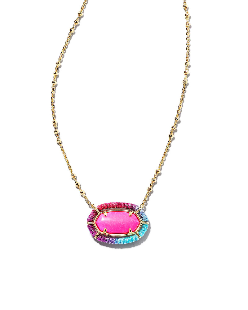 Kendra Scott Threaded Elisa Necklace in Gold Pink Mix