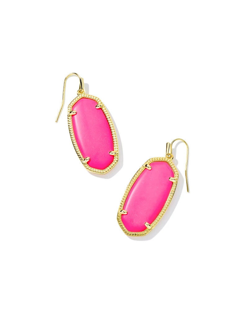 Kendra Scott Elle Gold Drop Earrings in Neon Pink