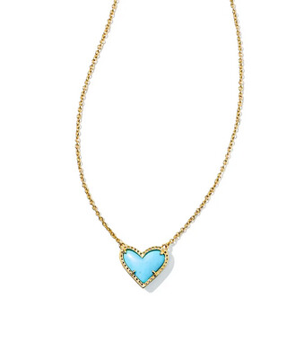 Kendra Scott Ari Heart Gold Necklace in Light Blue