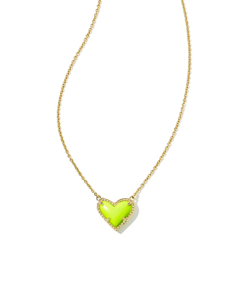Kendra Scott Ari Heart Gold Necklace in Neon Yellow