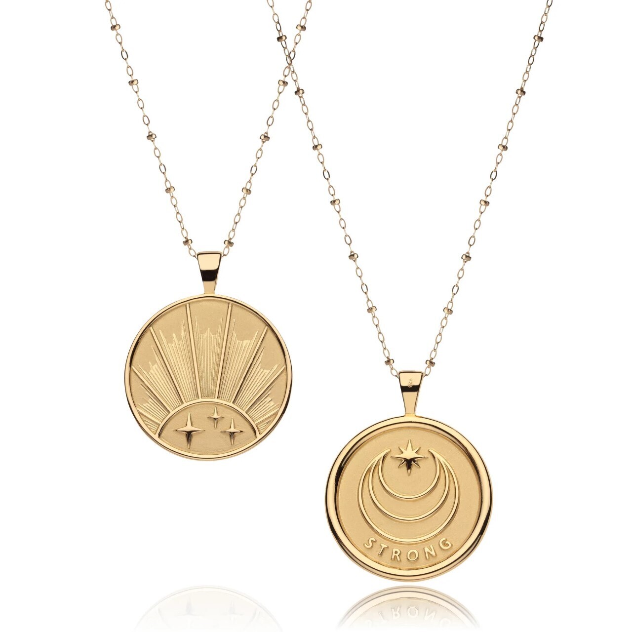 Jane Win Original STRONG Rising Sun Coin Pendant with Satellite Chain