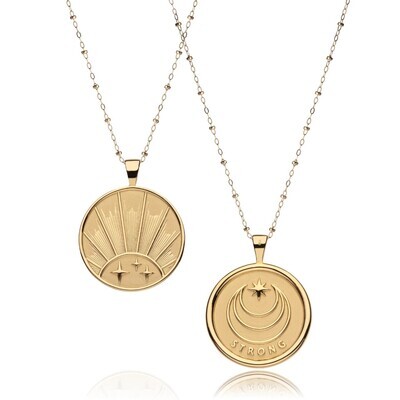 Jane Win Original STRONG Rising Sun Coin Pendant with Satellite Chain