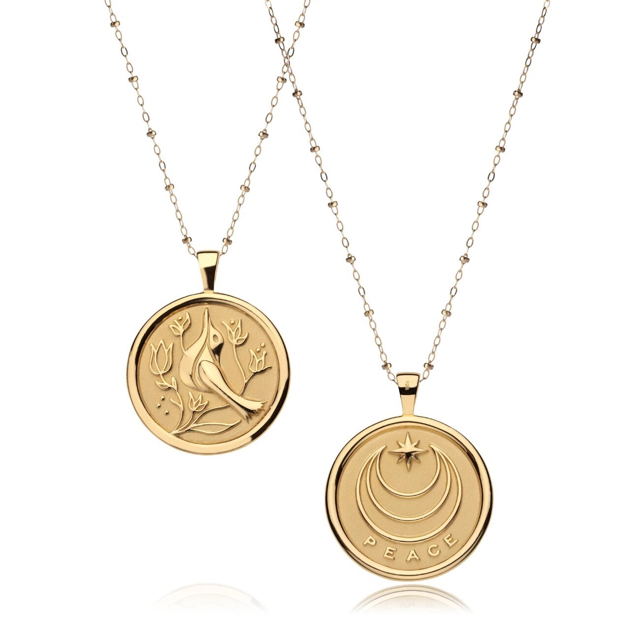Jane Win Original PEACE Coin Pendant with Satellite Chain