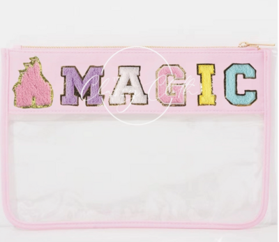 Chenille Letter Clear Pouch - MAGIC (pink)