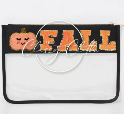 Chenille Letter Clear Pouch - FALL