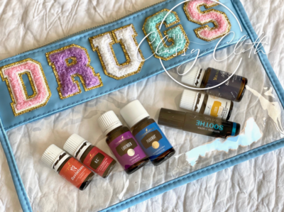 Chenille Letter Clear Pouch - DRUGS