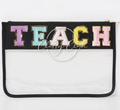 Chenille Letter Clear Pouch - TEACH