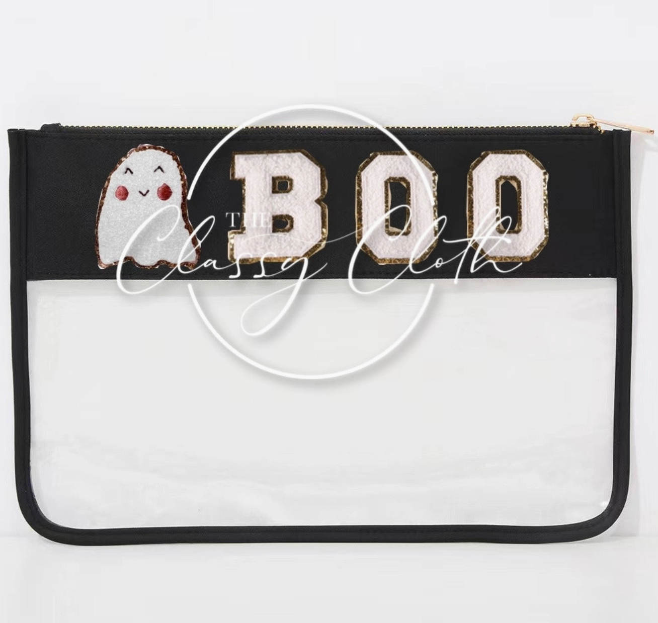 Chenille Letter Clear Pouch - BOO