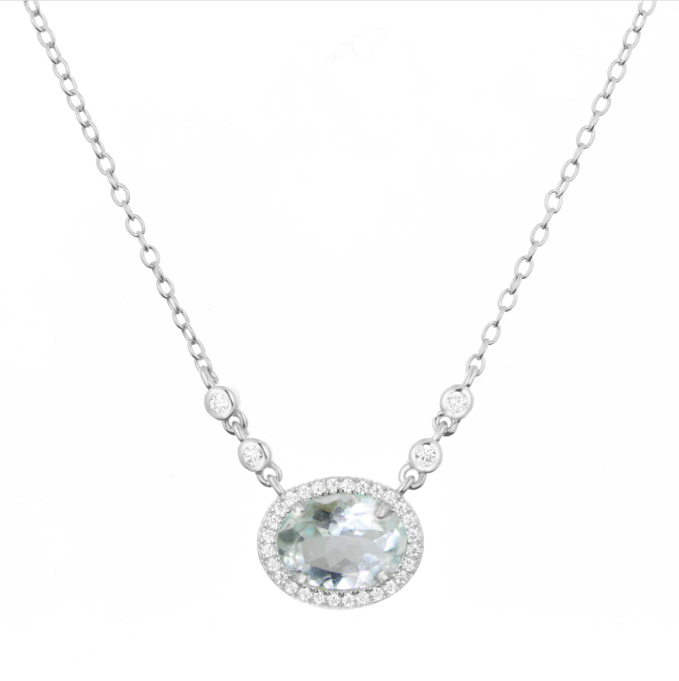 Kamaria Aura Aquamarine Gemstone Necklace (Silver)