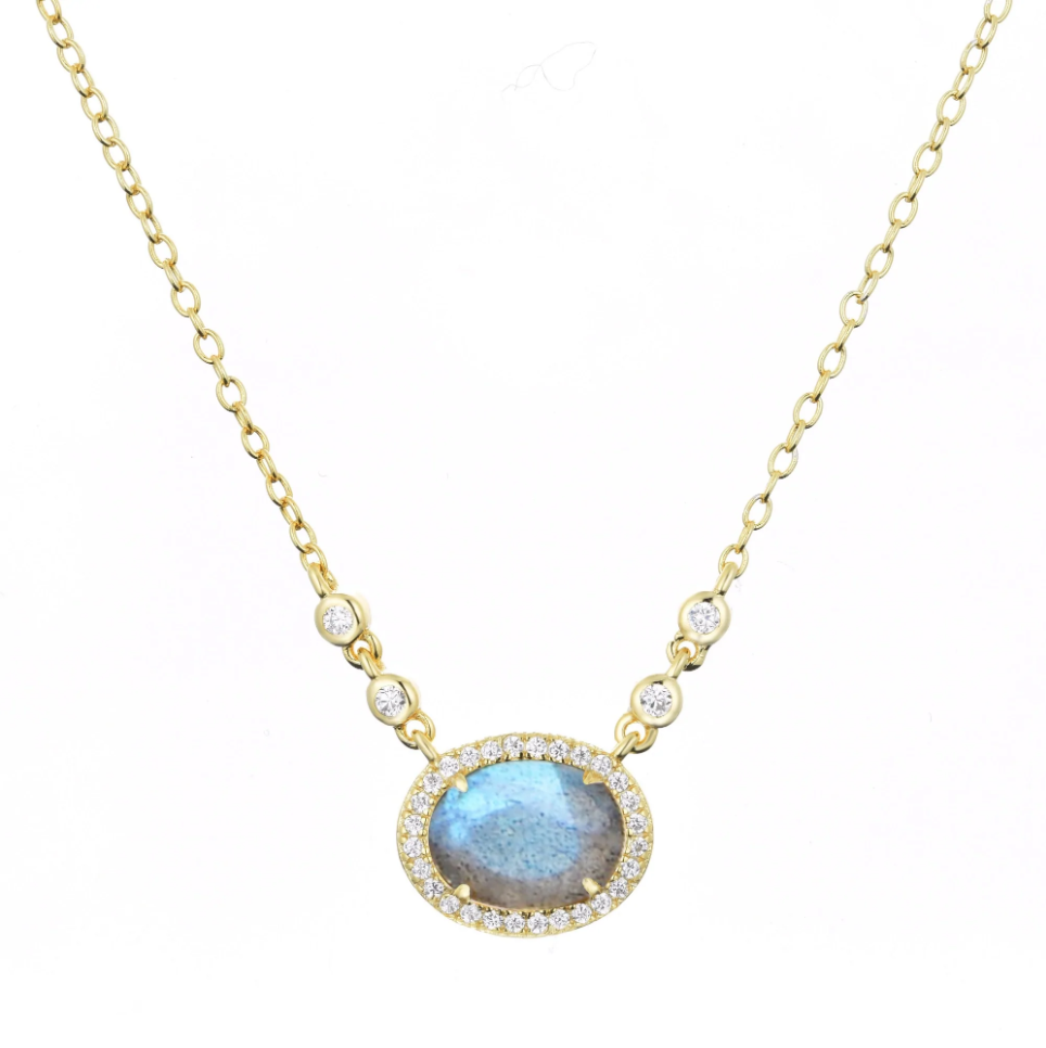 Kamaria Aura Labradorite Gemstone Necklace (Gold)