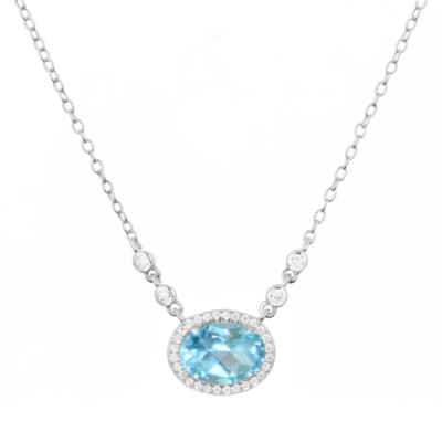 Kamaria Aura Swiss Blue Topaz Gemstone Necklace (Silver)