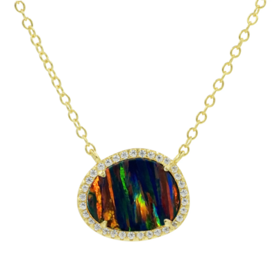 Kamaria Kokoto Pebble Black Opal Necklace (Gold)