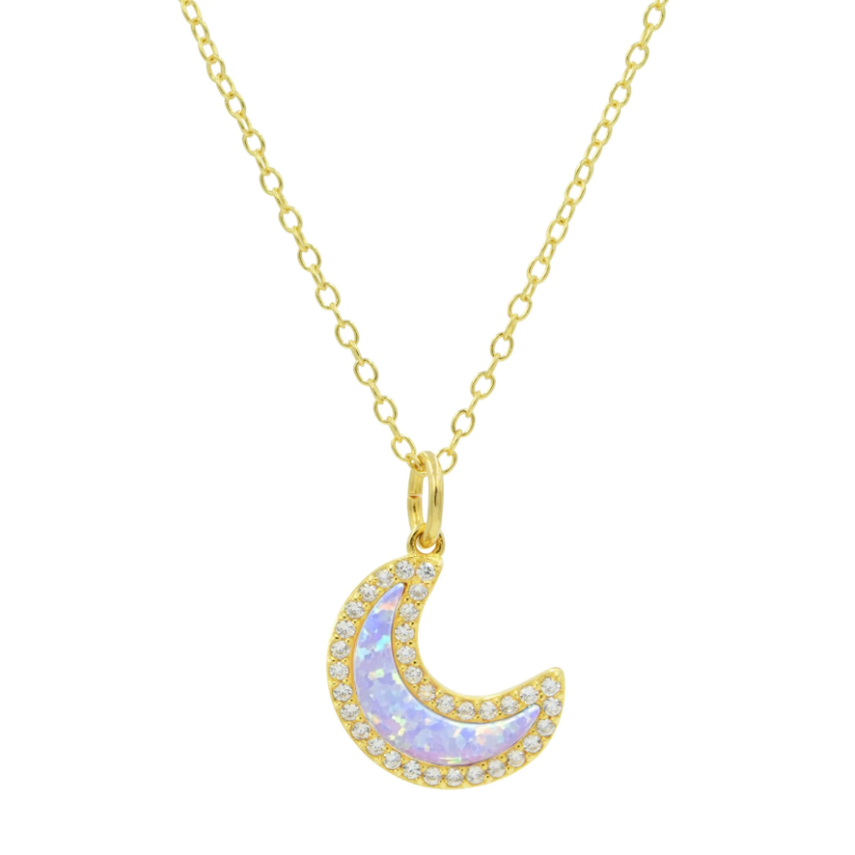 Kamaria Purple Opal Moon Necklace (Gold)