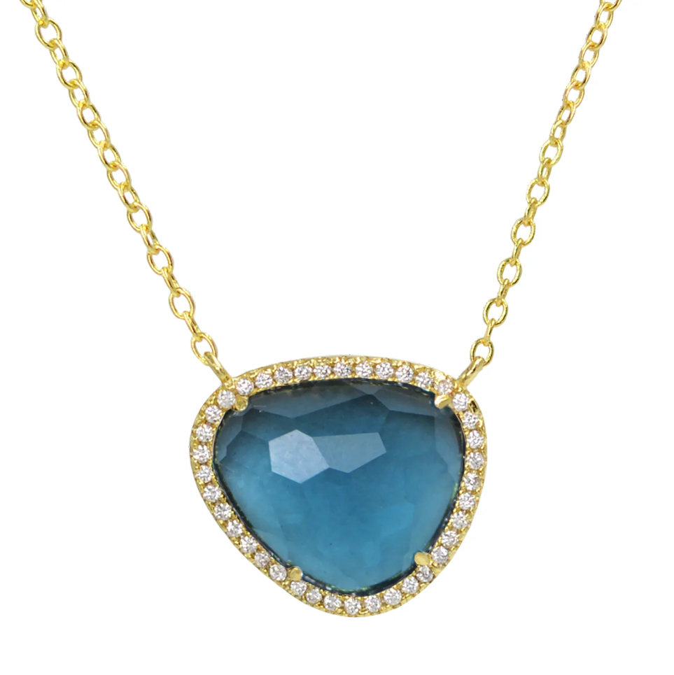 Kamaria London Blue Topaz Marina Necklace (Gold)