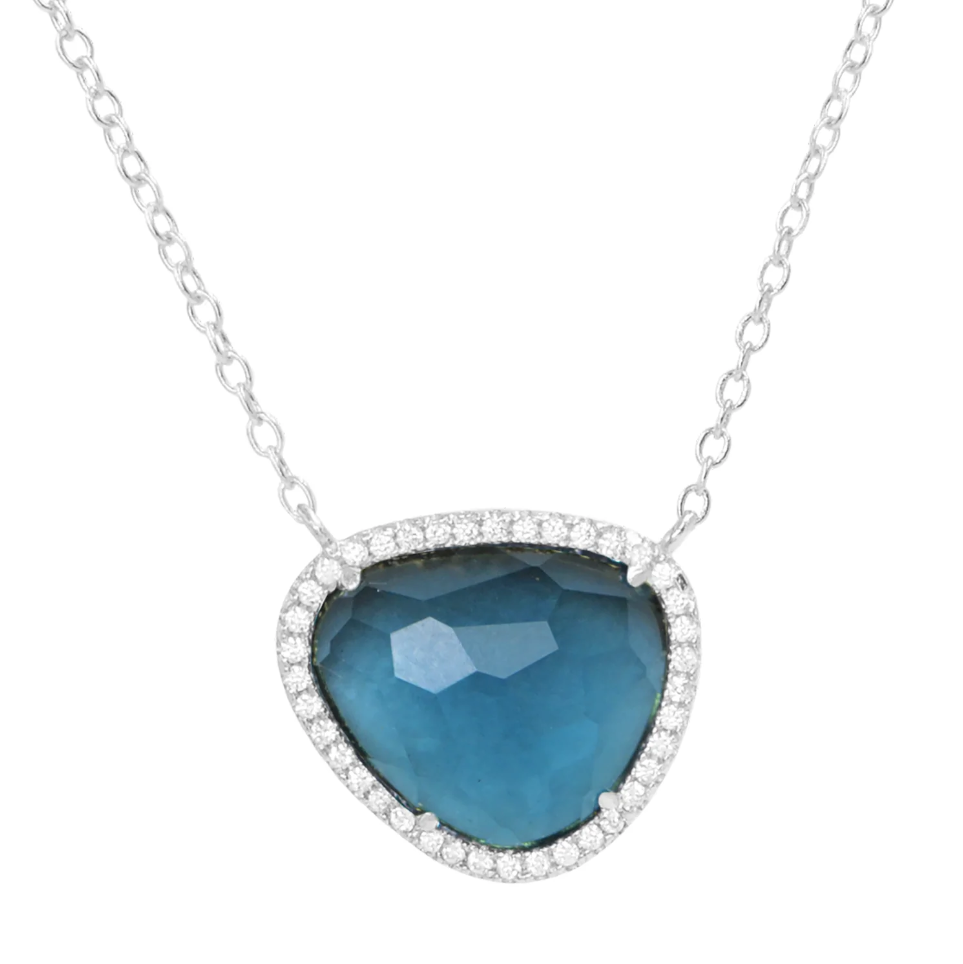 Kamaria London Blue Topaz Marina Necklace (Silver)