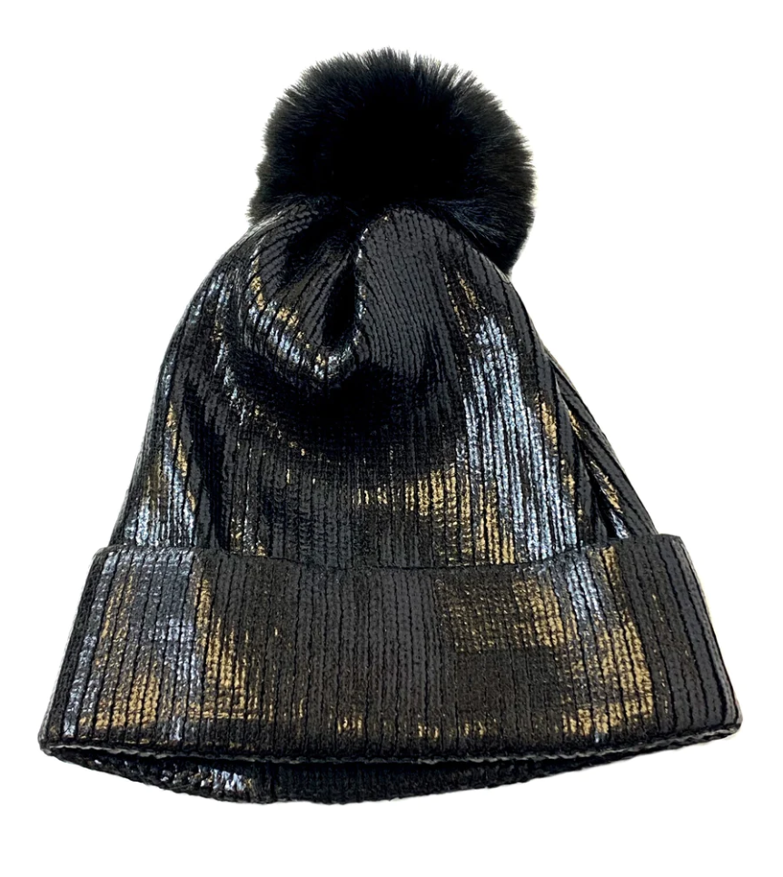 Shiny Winter Hat in Black