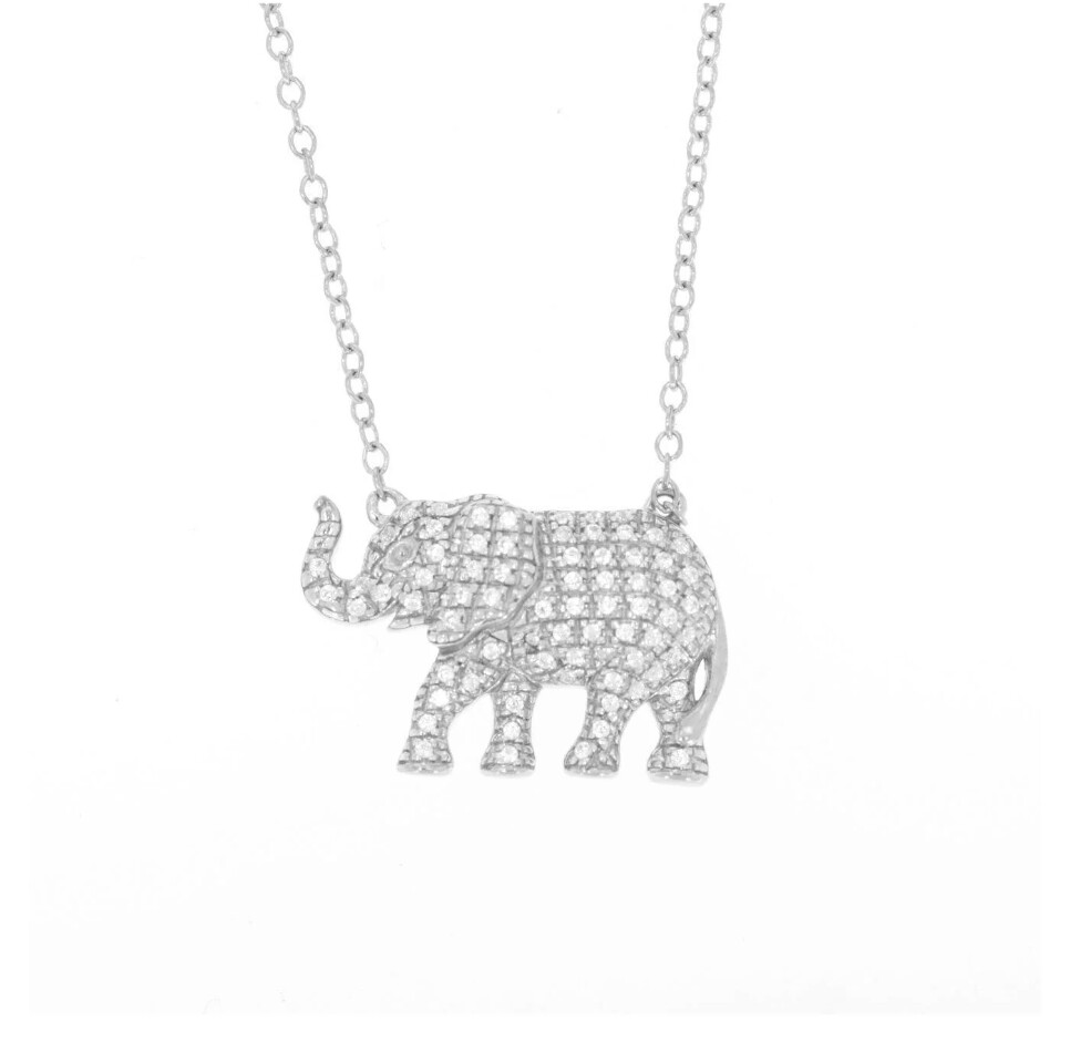 Ella Stein Trunk Up Elephant Necklace (Silver)