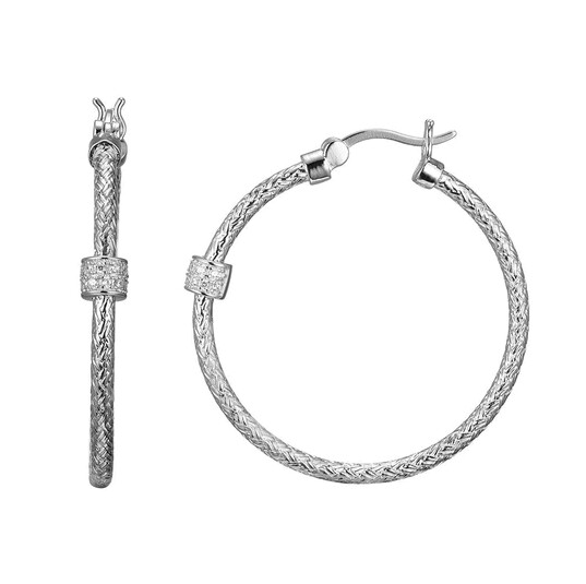 Charles Garnier Serena 2mm Round Hoop Earrings, Silver
