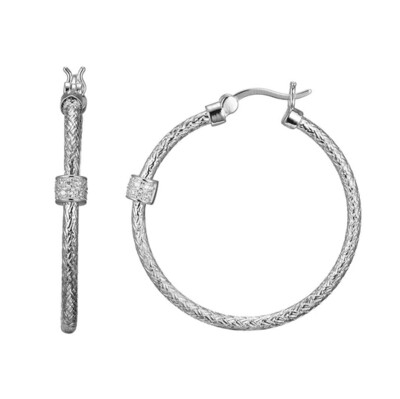 Charles Garnier Serena 2mm Round Hoop Earrings, Silver