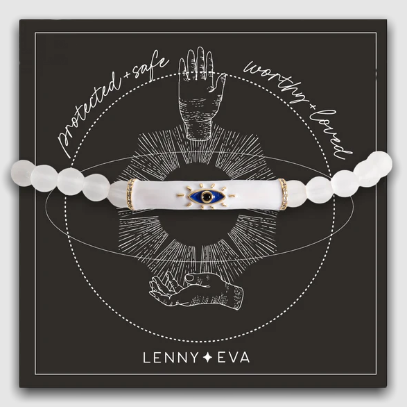 Lenny & Eva Celestial Bracelet - Evil Eye Bar (White)