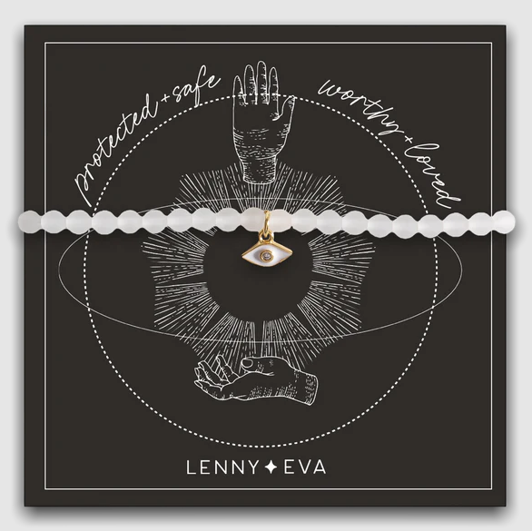Lenny & Eva Celestial Bracelet - Dainty Evil Eye (White)