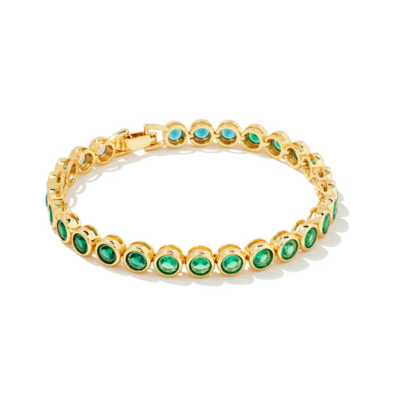 Kendra Scott Carmen Tennis Bracelet in Gold/Emerald Mix
