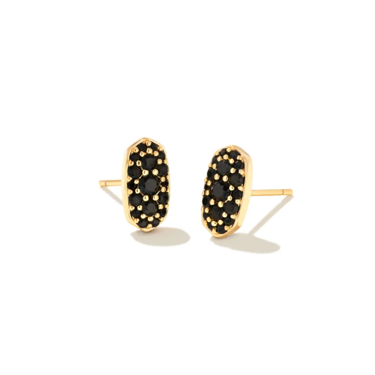 Kendra Scott Grayson Crystal Stud Earrings in Gold/Black Spinel