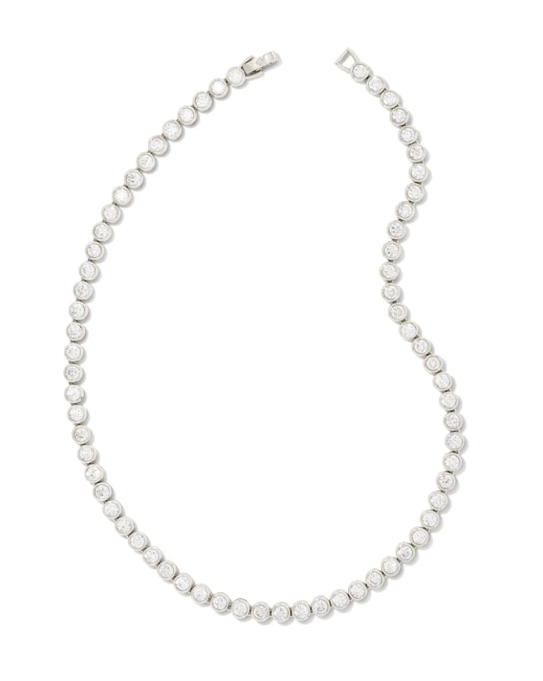 Kendra Scott Carmen Tennis Necklace in Silver/White Crystal