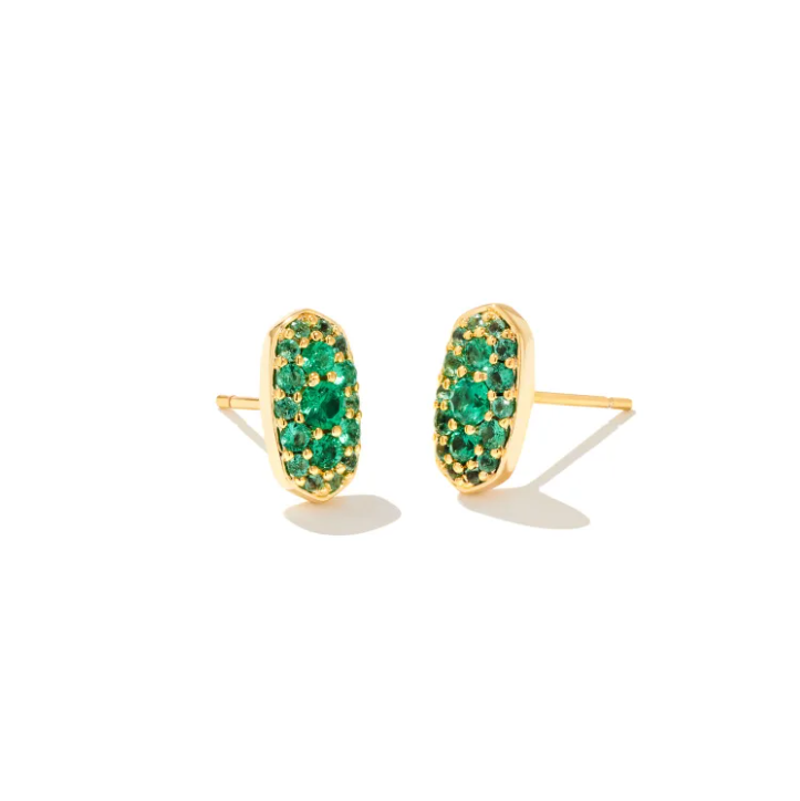 Kendra Scott Grayson Crystal Stud Earrings, Gold/Emerald Crystal
