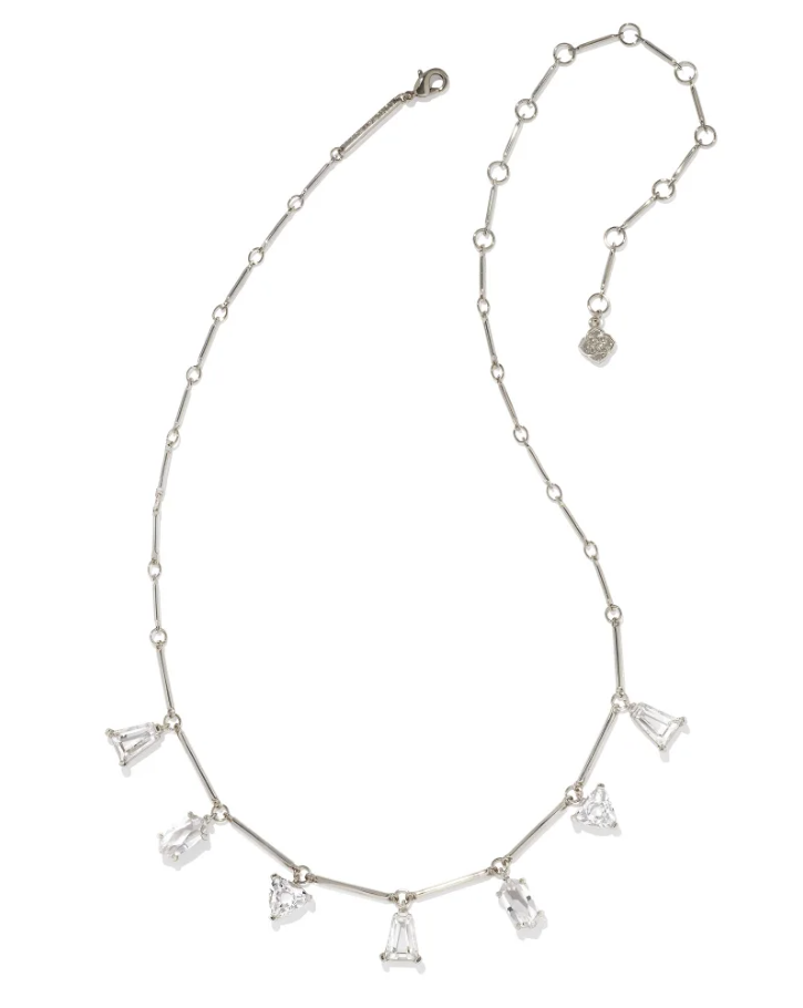 Kendra Scott Blair Jewel Strand Necklace in Silver/White Crystal