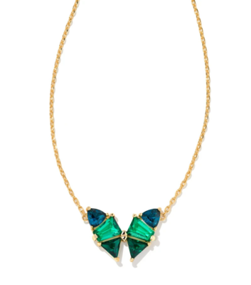 Kendra Scott Blair Butterfly Necklace, Gold/Emerald Mix