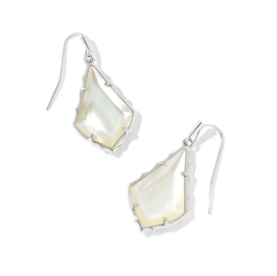 Kendra Scott Small Facetted Alex Drop Earrings in Silver/Ivory Illusion