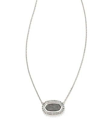 Kendra Scott Baguette Elisa Necklace in Silver/Platinum Druzy