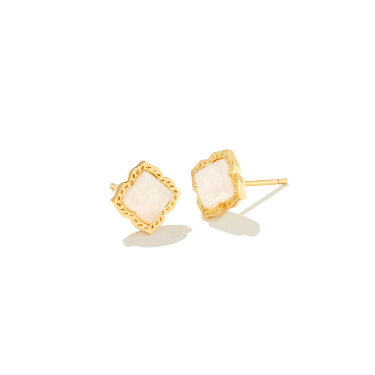 Kendra Scott Mallory Stud Earrings in Gold/Iridescent Druzy
