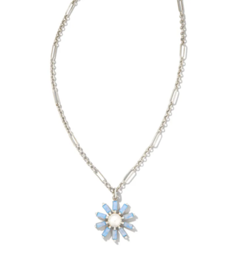 Kendra Scott Madison Daisy Pendant Necklace, Silver/Blue Opal