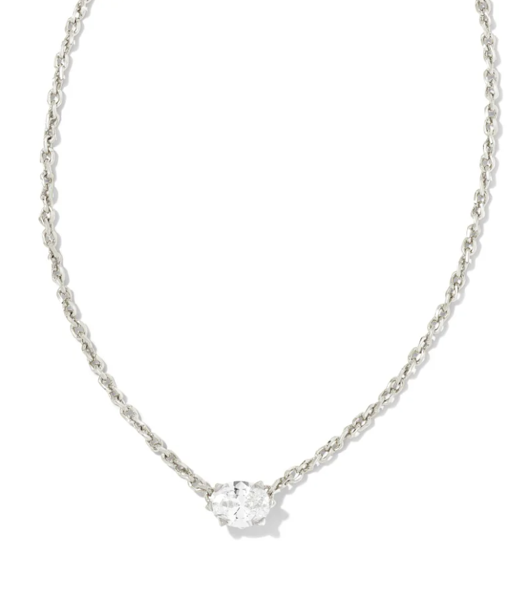 Kendra Scott Cailin Pendant Necklace, Silver/White Crystal