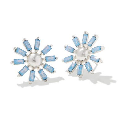 Kendra Scott Madison Daisy Stud Earrings, Silver/Blue Opal
