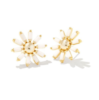 Kendra Scott Madison Daisy Stud Earrings, Gold/White Opaque Glass