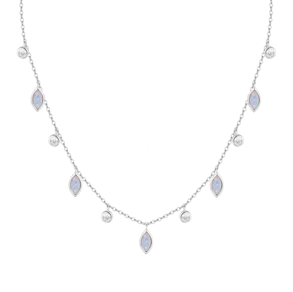 Kamaria Drops of Spring Lavender Opal Necklace (Silver)